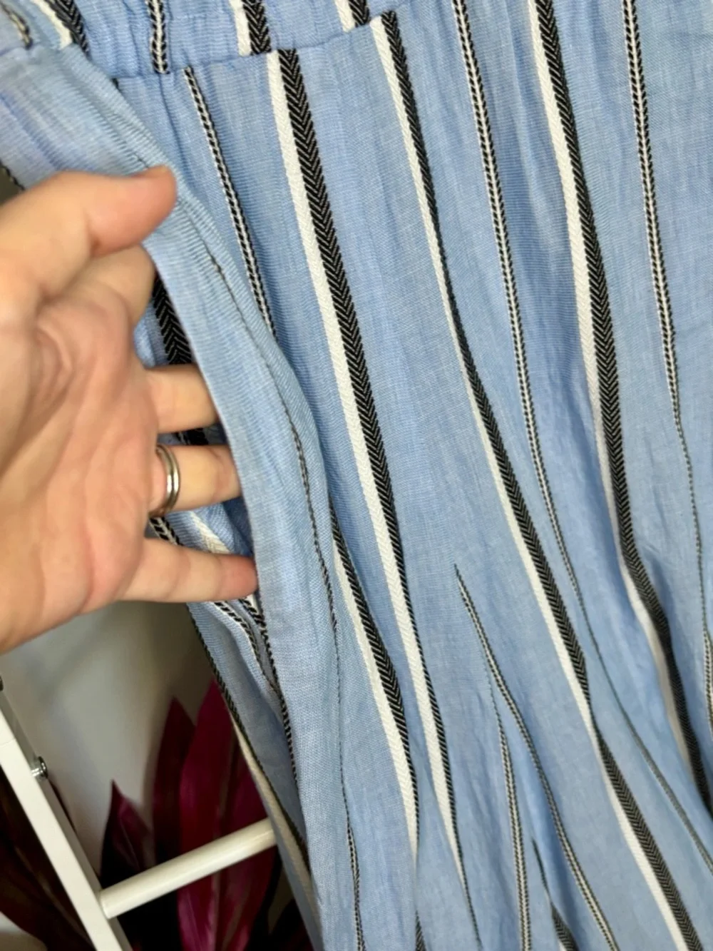 Red Carter Light Blue Sleeveless Striped Jumpsuit - Picture 8 of 16